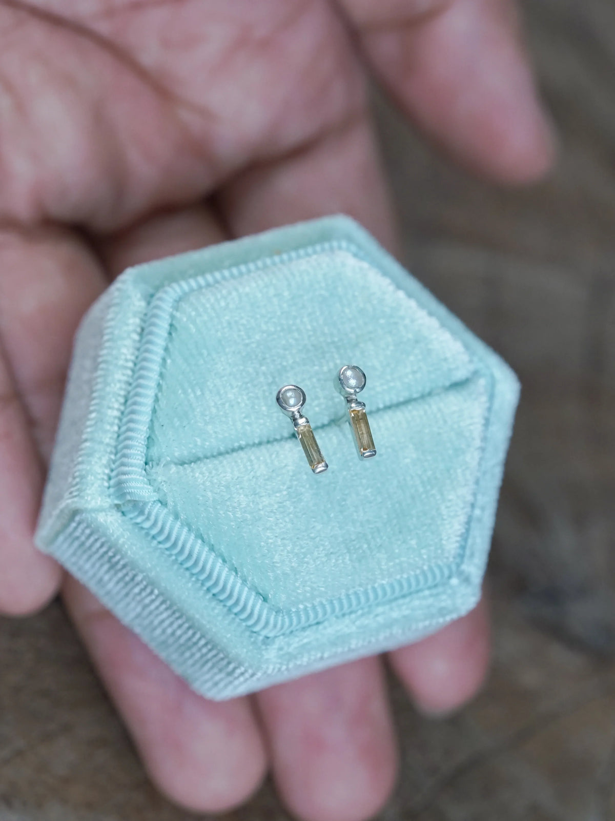 Pearl and Citrine Earrings in Silver