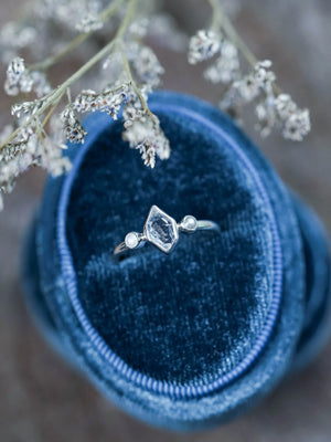 Pearl and Herkimer Diamond Ring in Silver