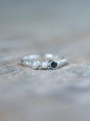 Pearl and Sapphire Ring in Silver