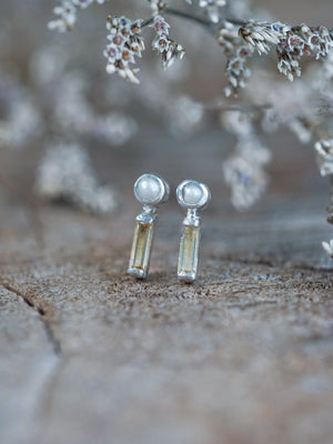 Pearl and Citrine Stud Earrings