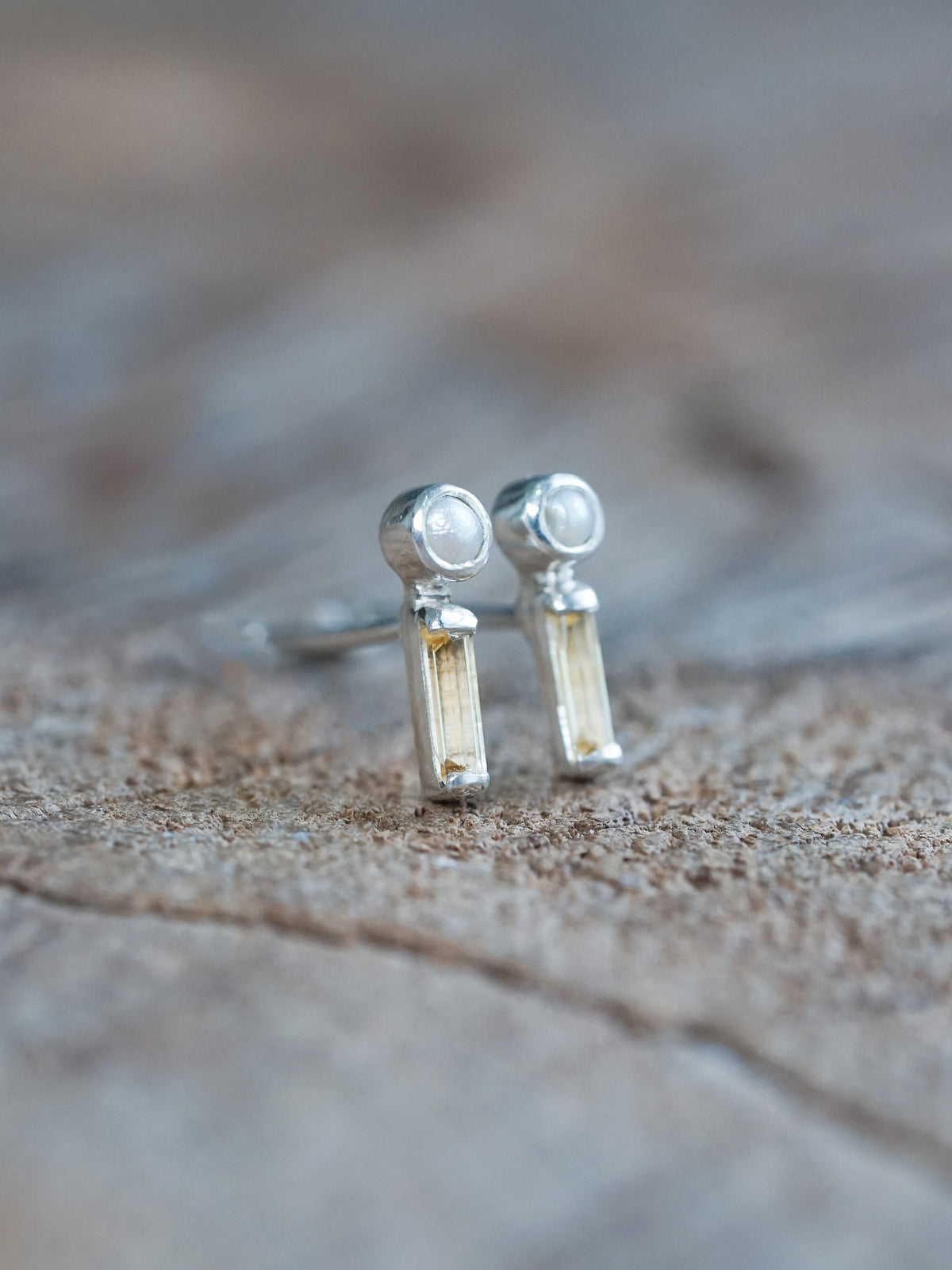 Pearl and Citrine Stud Earrings