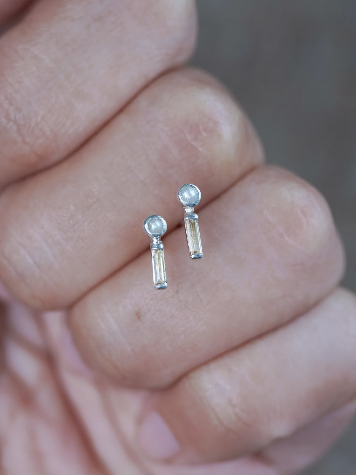 Pearl and Citrine Stud Earrings