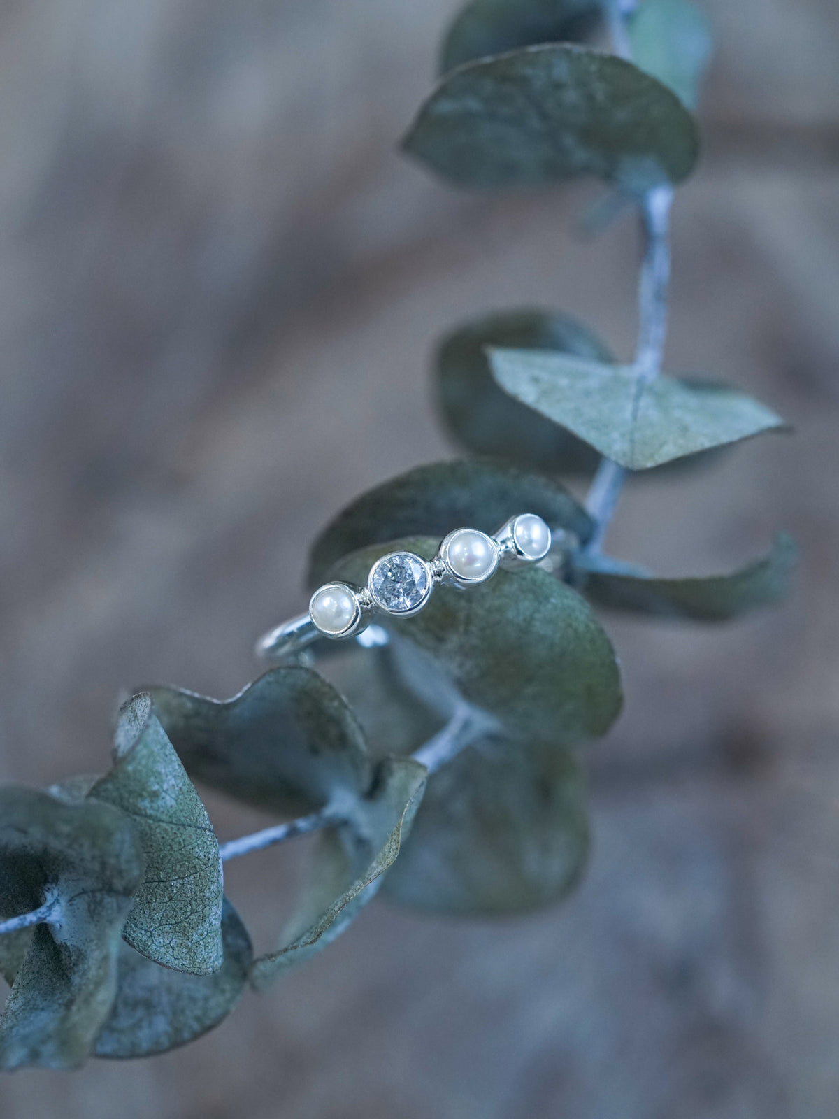 Pearl and Diamond Ring in Silver - Ethical Engagement Ring by Gardens of the Sun | Ethical Jewelry