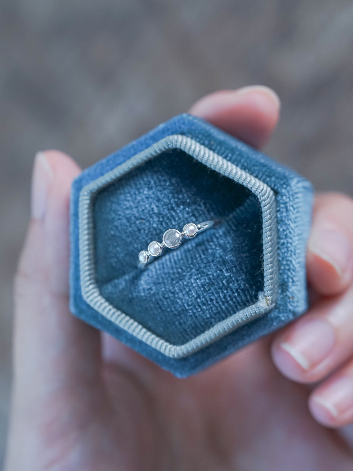 Pearl and Diamond Ring in Silver - Ethical Engagement Ring by Gardens of the Sun | Ethical Jewelry