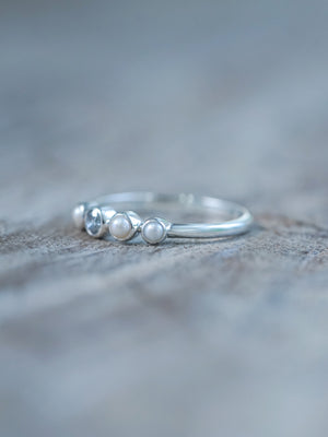 Pearl and Diamond Ring in Silver - Ethical Engagement Ring by Gardens of the Sun | Ethical Jewelry