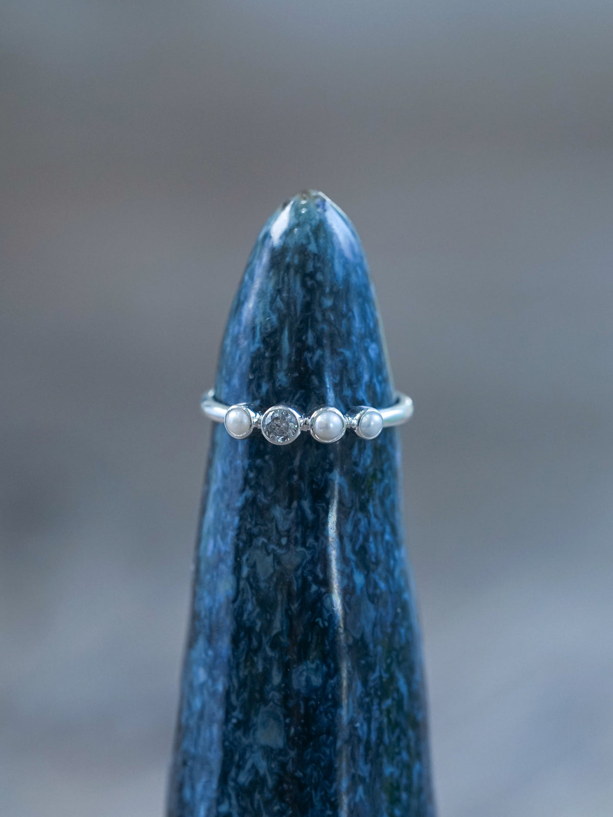 Pearl and Diamond Ring in Silver - Gardens of the Sun | Ethical Jewelry