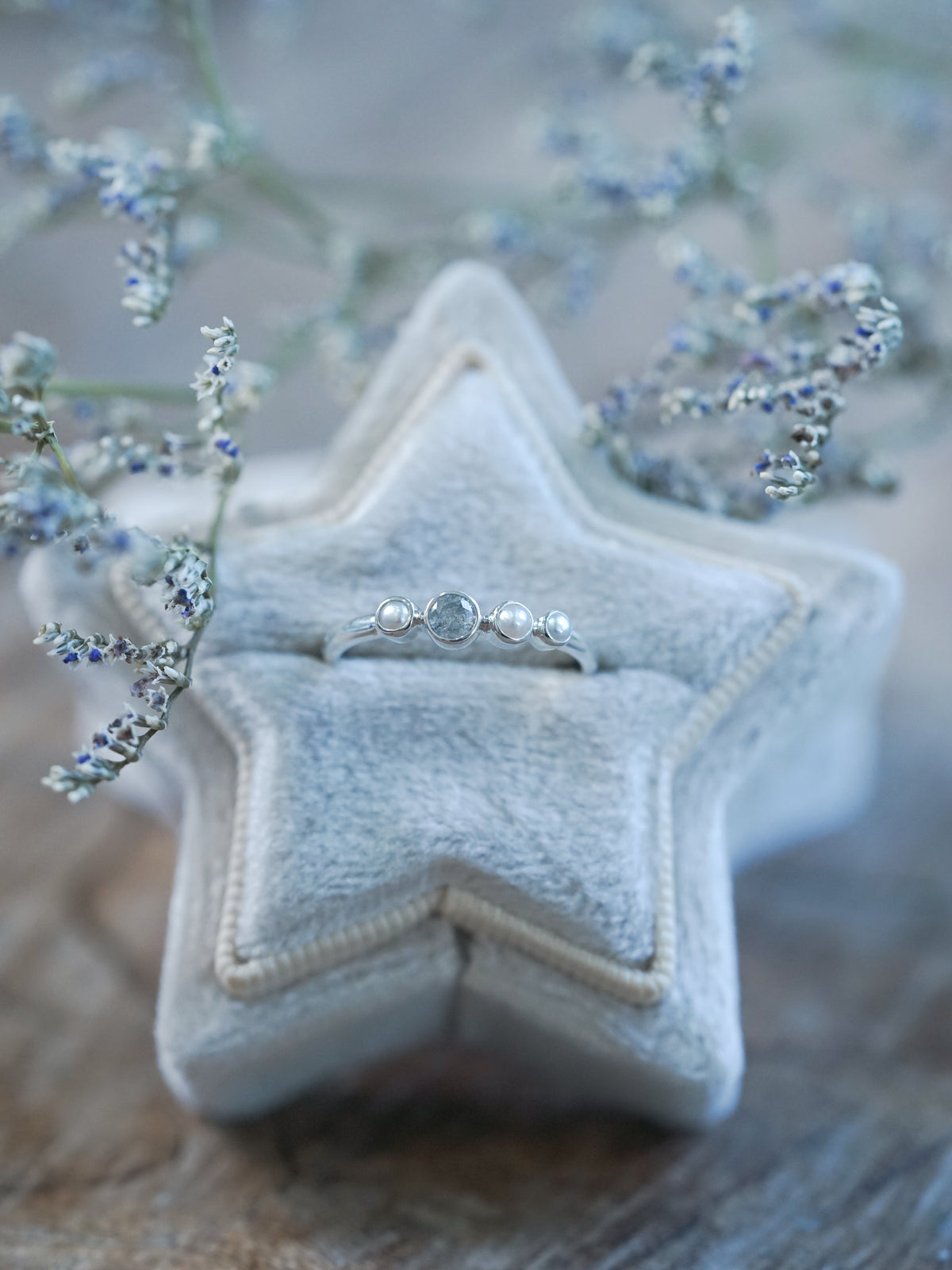 Pearl and Diamond Ring in Silver - Ethical Engagement Ring by Gardens of the Sun | Ethical Jewelry