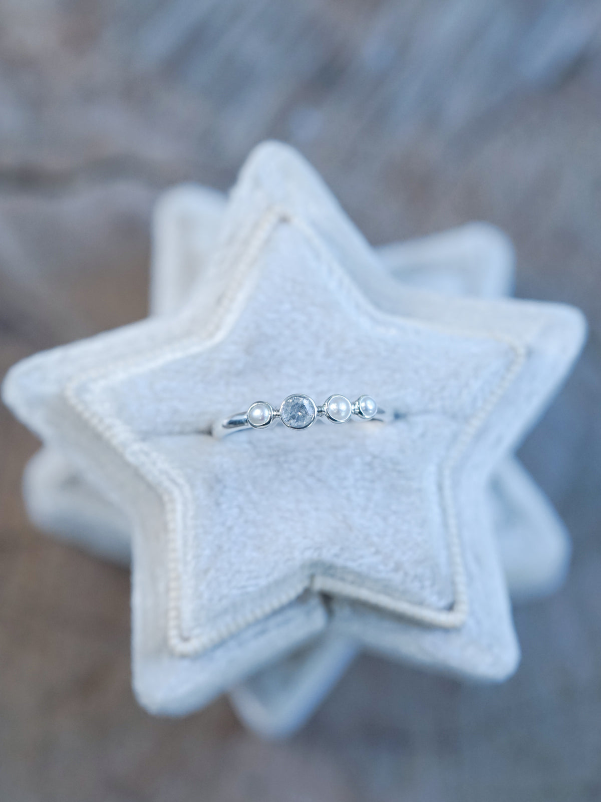 Pearl and Diamond Ring in Silver - Ethical Engagement Ring by Gardens of the Sun | Ethical Jewelry