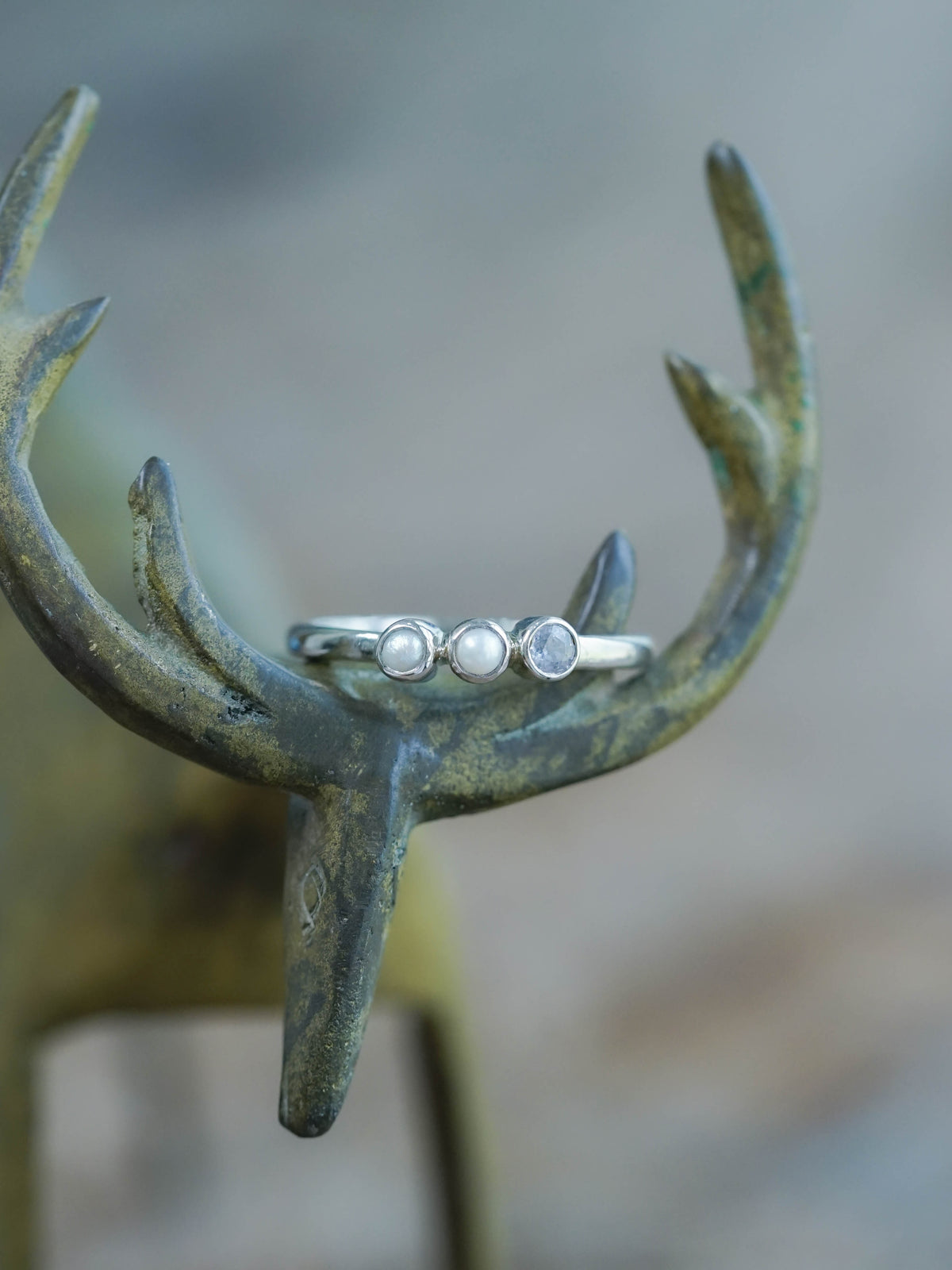 Pearl and Sapphire Ring in Sterling Silver