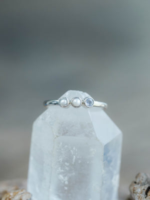 Pearl and Sapphire Ring in Sterling Silver