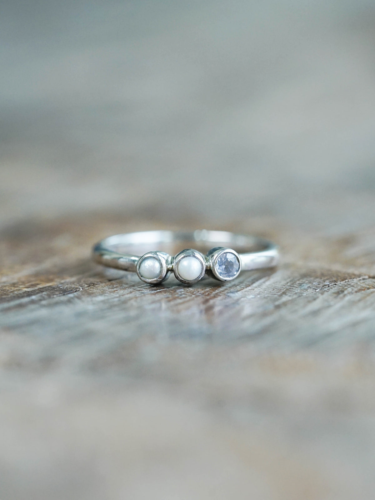 Pearl and Sapphire Ring in Sterling Silver