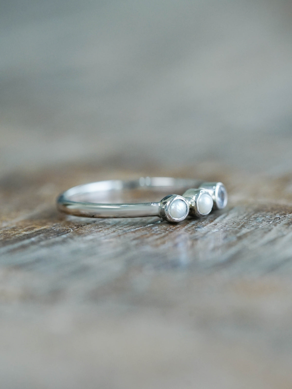 Pearl and Sapphire Ring in Sterling Silver