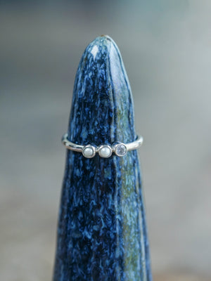 Pearl and Sapphire Ring in Sterling Silver