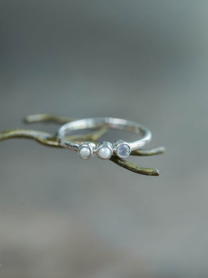 Pearl and Sapphire Ring in Sterling Silver