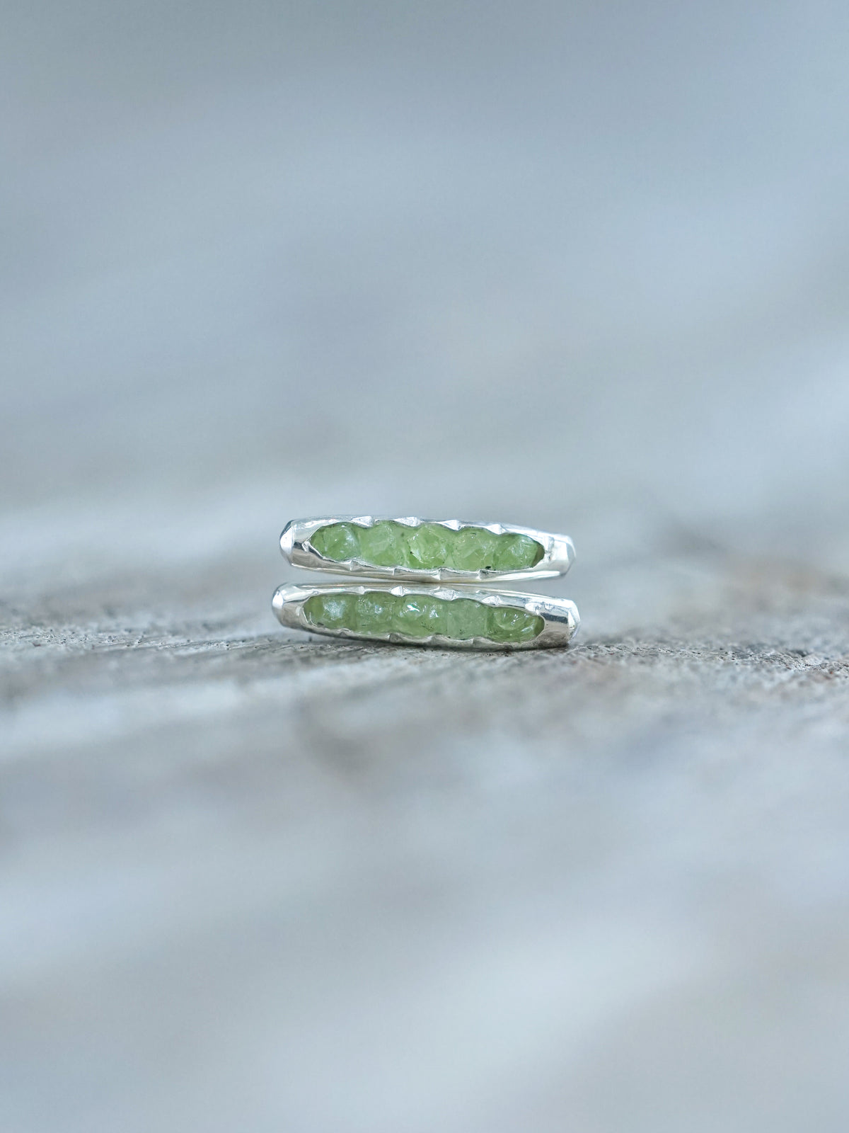 Peridot Earrings with Hidden Gems in recycled sterling silver