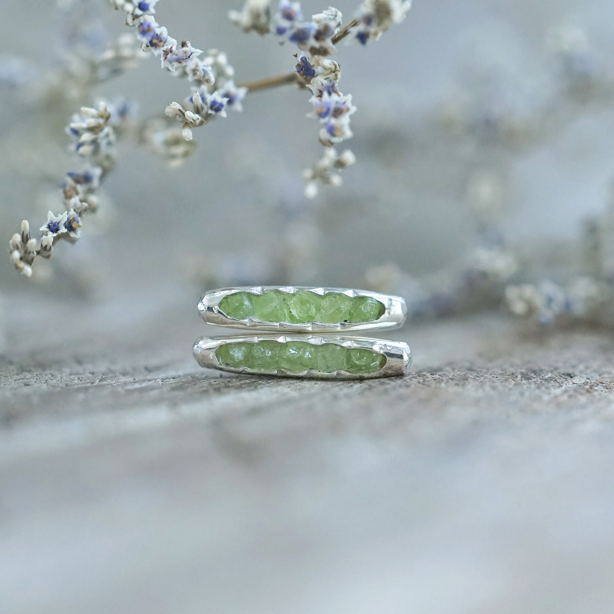 Peridot Earrings with Hidden Gems in sterling silver