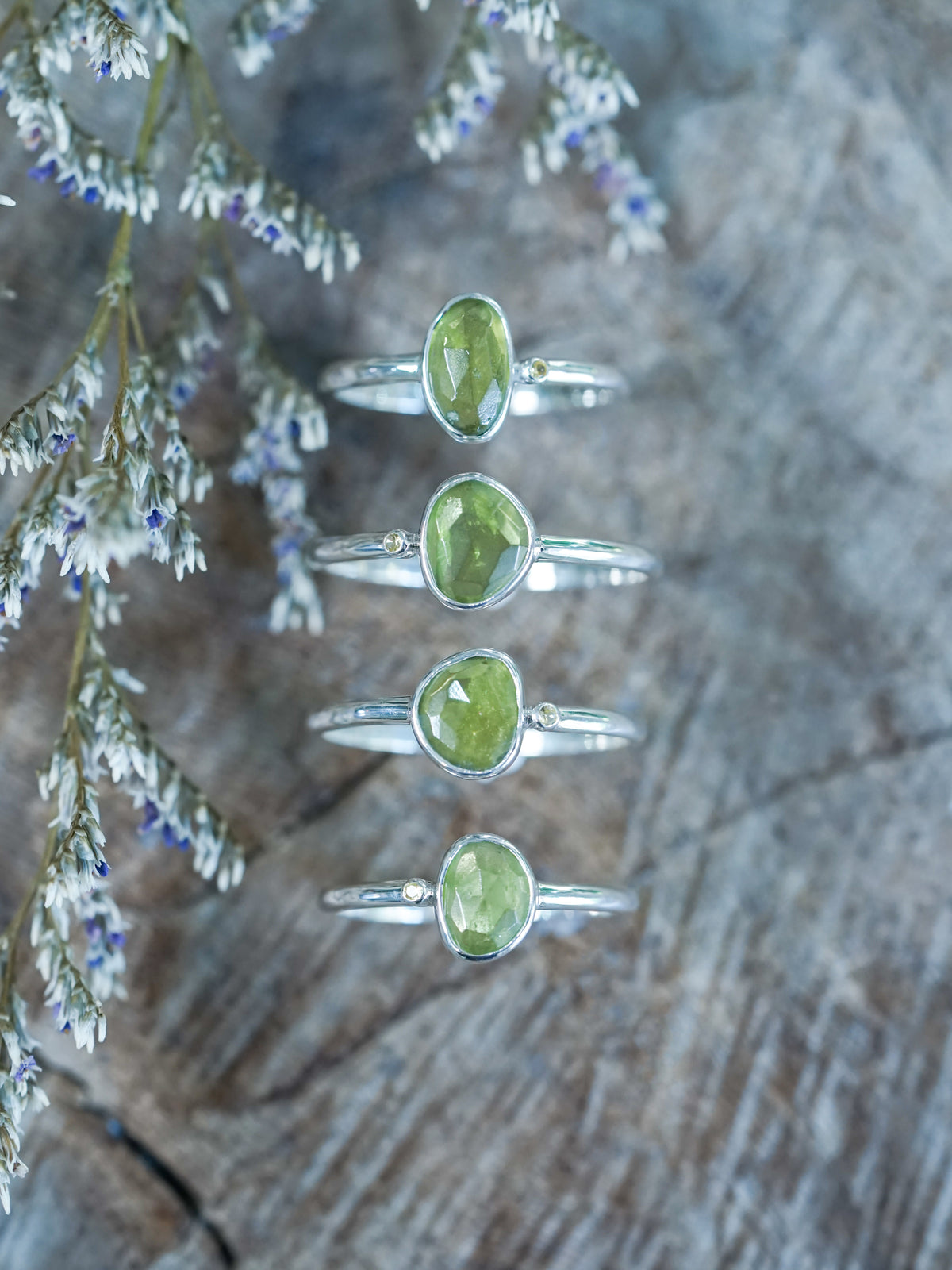 Peridot and Sapphire Ring - Gardens of the Sun | Ethical Jewelry