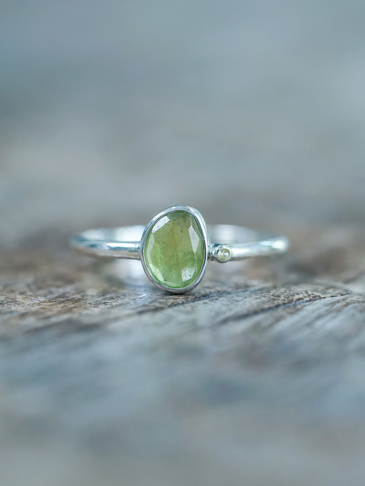 Peridot and Sapphire Ring - Gardens of the Sun | Ethical Jewelry