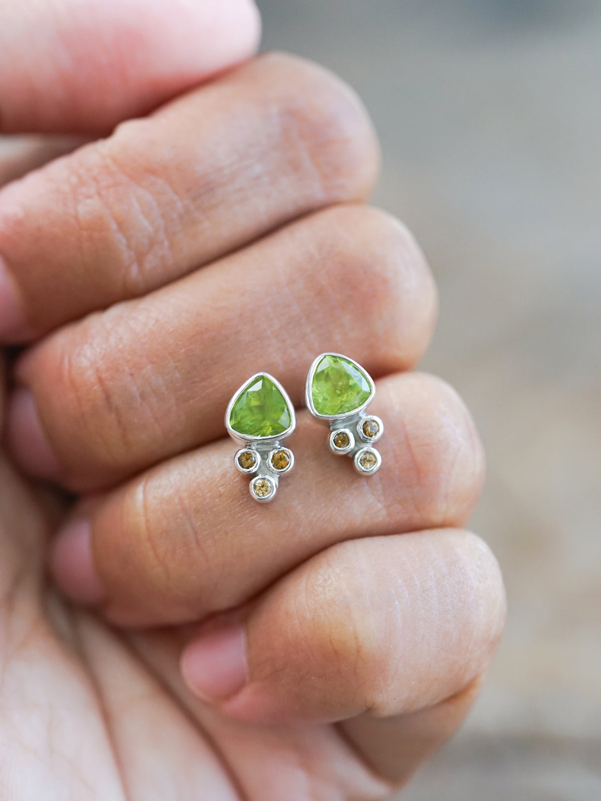 Peridot and Tourmaline Earrings