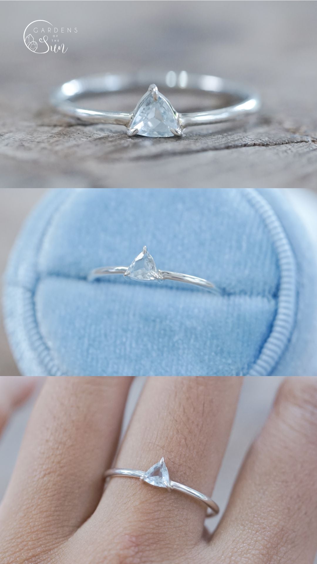 Personalized Aquamarine Ring or Necklace in Recycled Sterling Silver