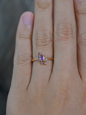 Pink Sapphire Cluster Ring in Rose Gold