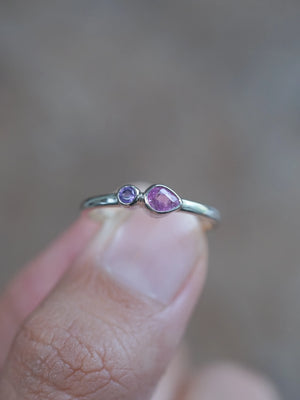 Pink Sapphire and Amethyst Ring