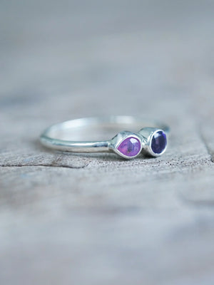 Pink Sapphire and Amethyst Ring