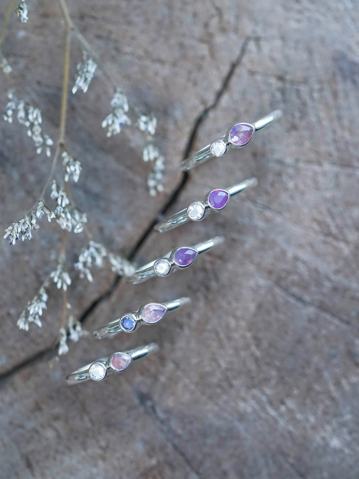 Pink Sapphire and Moonstone Ring