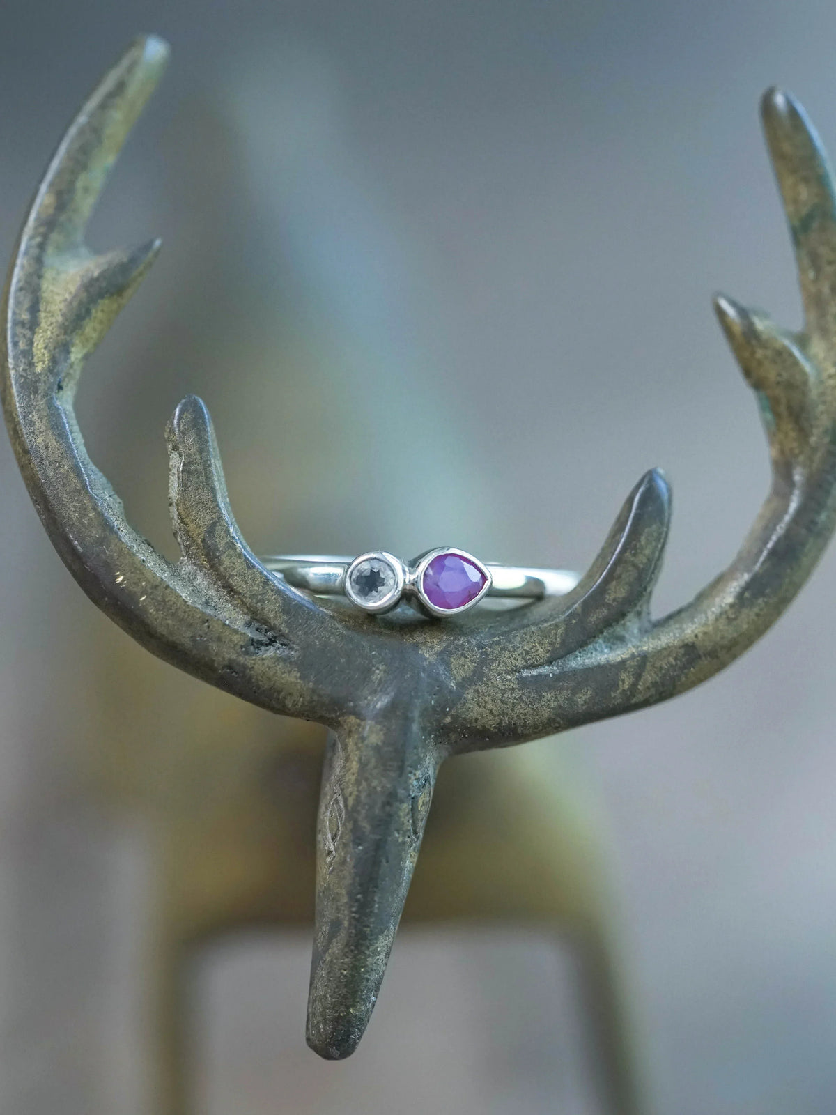 Pink Sapphire and Moonstone Ring