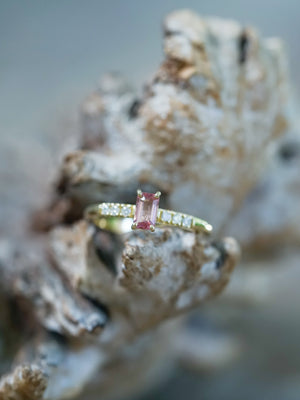 Rubellite Pink Tourmaline Ring Sterling Silver | Moldavite Life