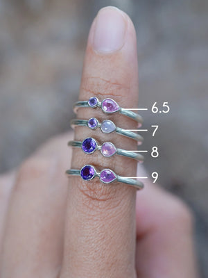 Pink Sapphire and Amethyst Engagement Rings in Silver