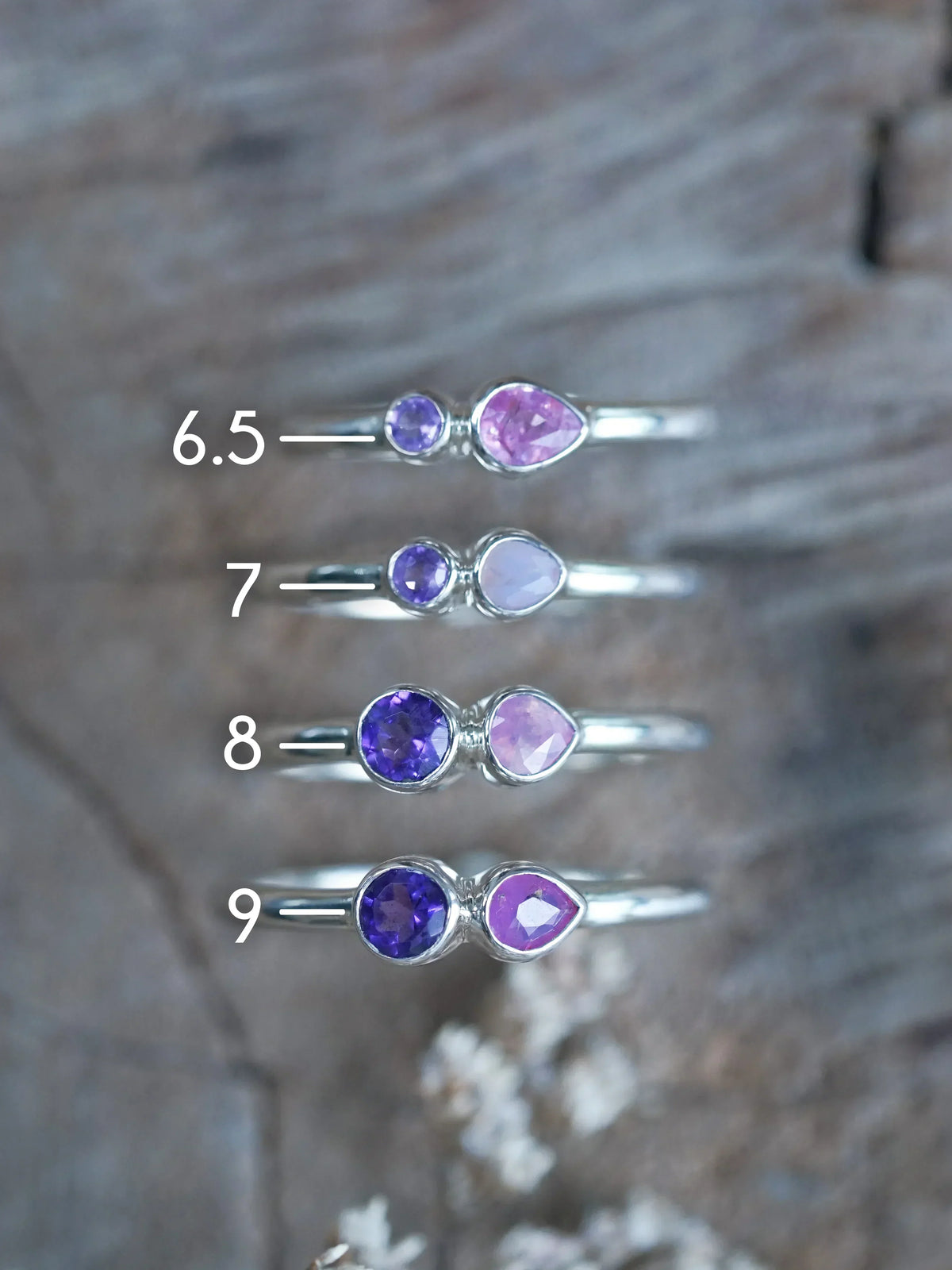 Pink Sapphire and Amethyst Rings