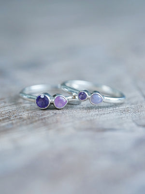 Pink Sapphire and Amethyst Rings in Sterling Silver