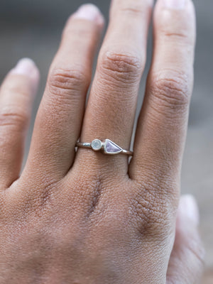 Pink Sapphire and Moonstone Ring in Recycled Sterling Silver
