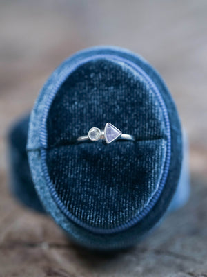 Pink Sapphire and Moonstone Ring in Silver