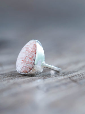 Pink Scolecite Ring Crafted in Recycled Sterling Silver