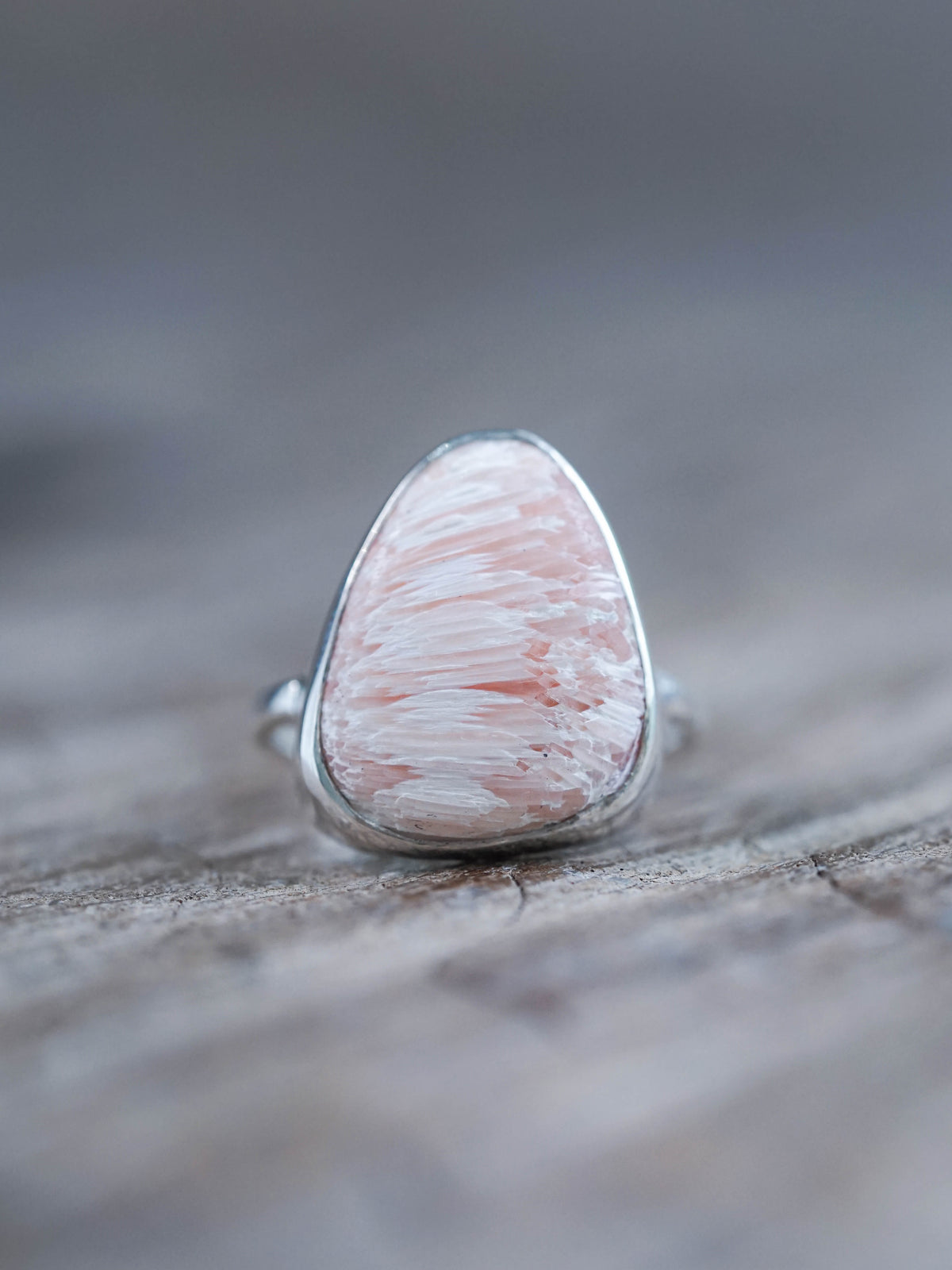 Pink Scolecite Ring Crafted in Silver