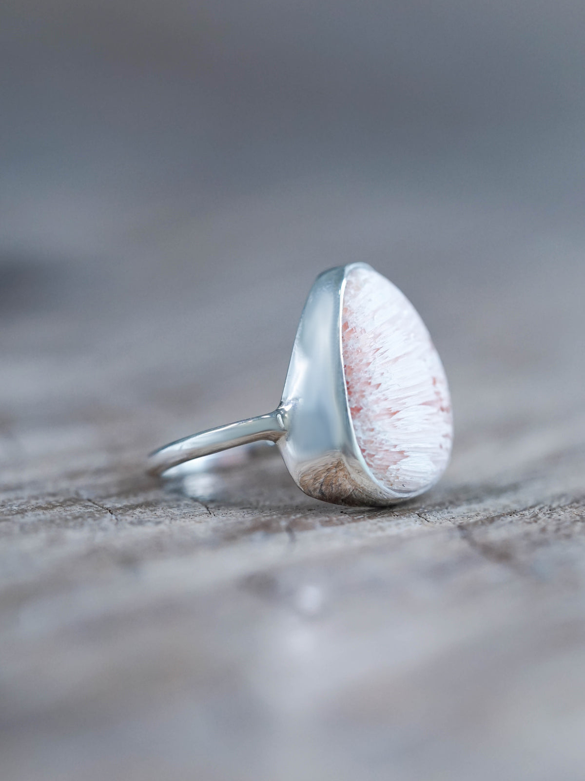Pink Scolecite Ring Crafted in Sterling Silver