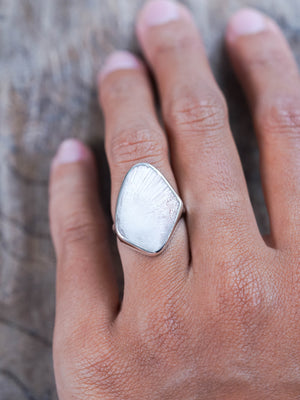 Pink Scolecite Ring Set in Recycled Sterling Silver
