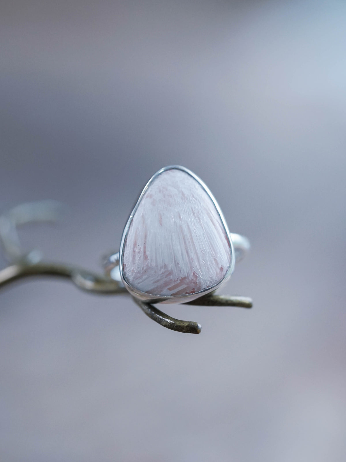 Pink Scolecite Ring in Sterling Silver