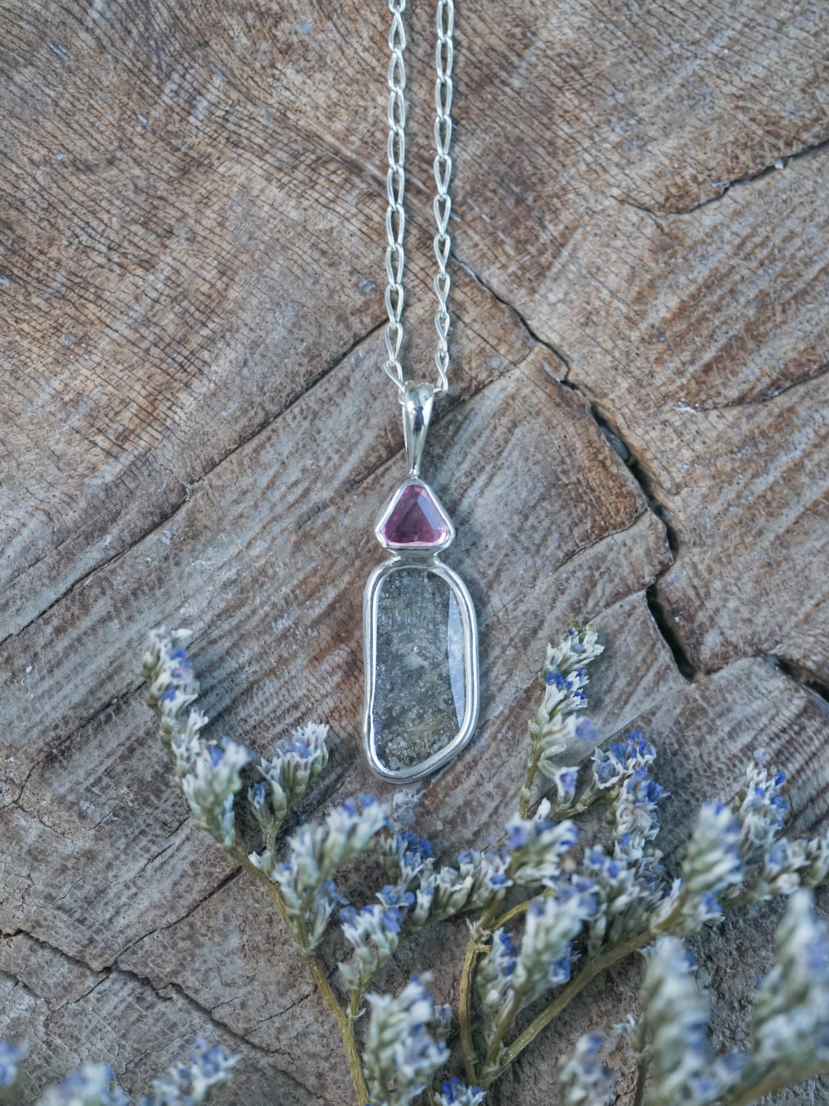 Pink Spinel and Diamond Slice Necklace Pendant