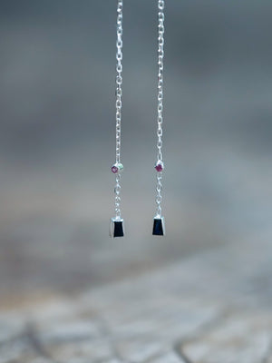 Pink and Blue Sapphire Ear Threaders - Gardens of the Sun | Ethical Jewelry