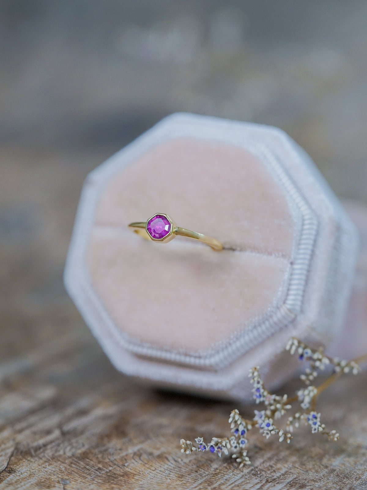 Portrait Cut Pink Sapphire Ring in Ethical Gold - Gardens of the Sun | Ethical Jewelry