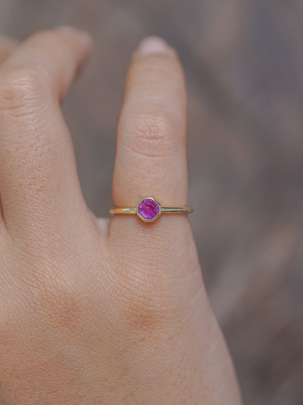 Portrait Cut Pink Sapphire Ring in Ethical Gold - Gardens of the Sun | Ethical Jewelry