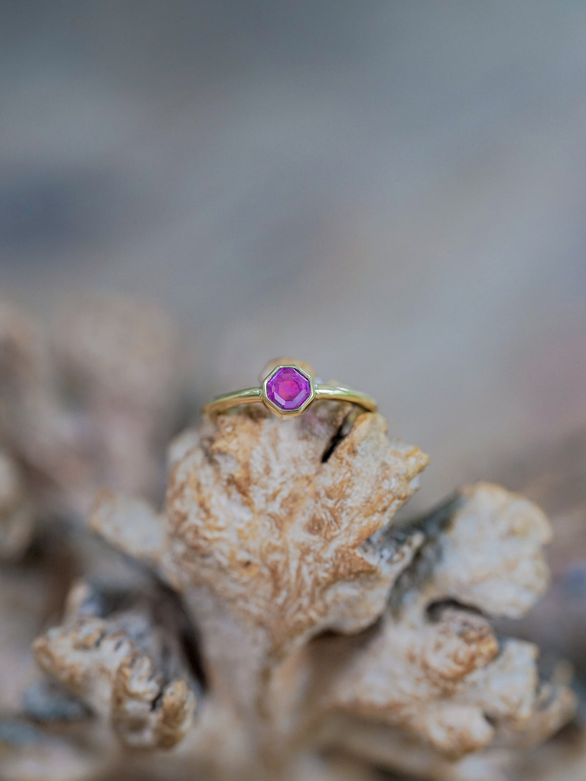 Portrait Cut Pink Sapphire Ring in Ethical Gold - Gardens of the Sun | Ethical Jewelry