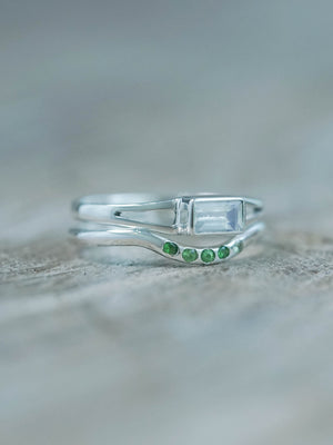 Powellite and Tsavorite Garnet Ring Set in Sterling Silver