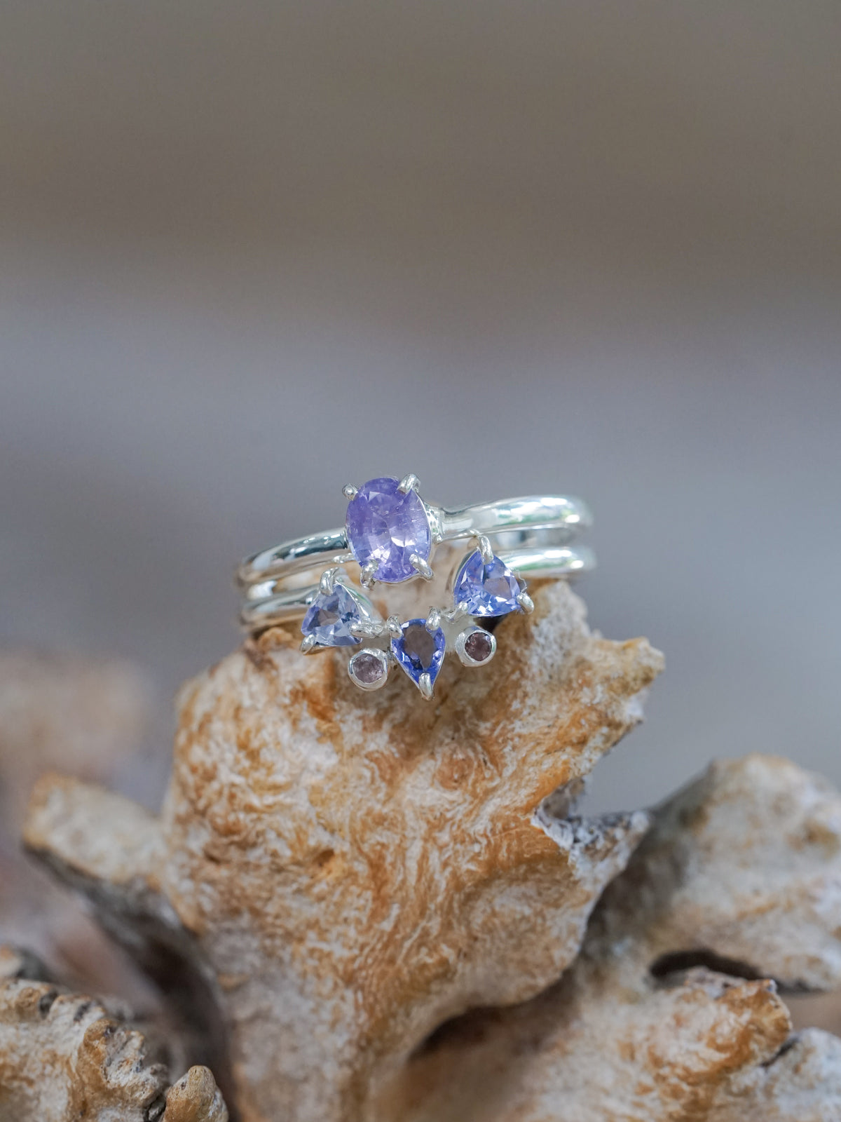 Purple Sapphire Ring Set - Gardens of the Sun | Ethical Jewelry