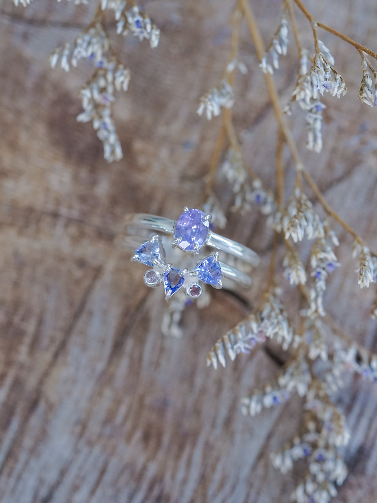 Purple Sapphire Ring Set - Gardens of the Sun | Ethical Jewelry