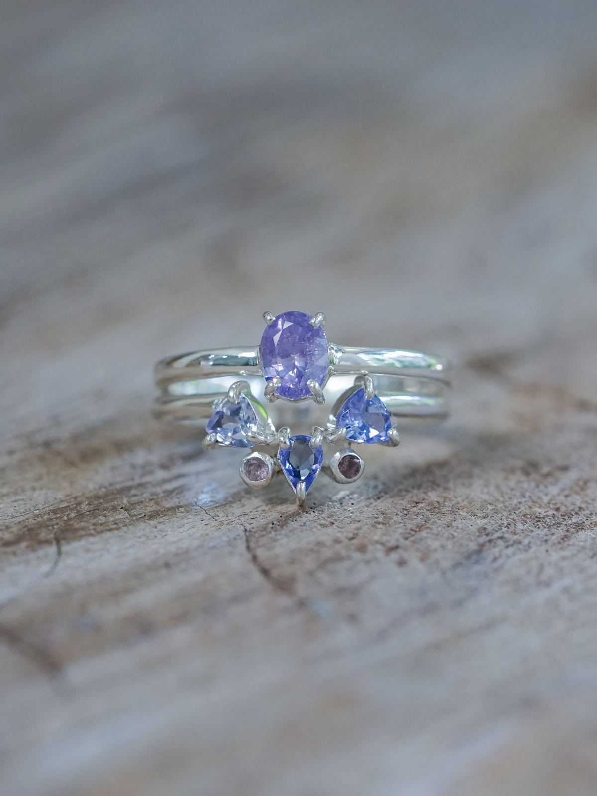 Purple Sapphire Ring Set - Gardens of the Sun | Ethical Jewelry