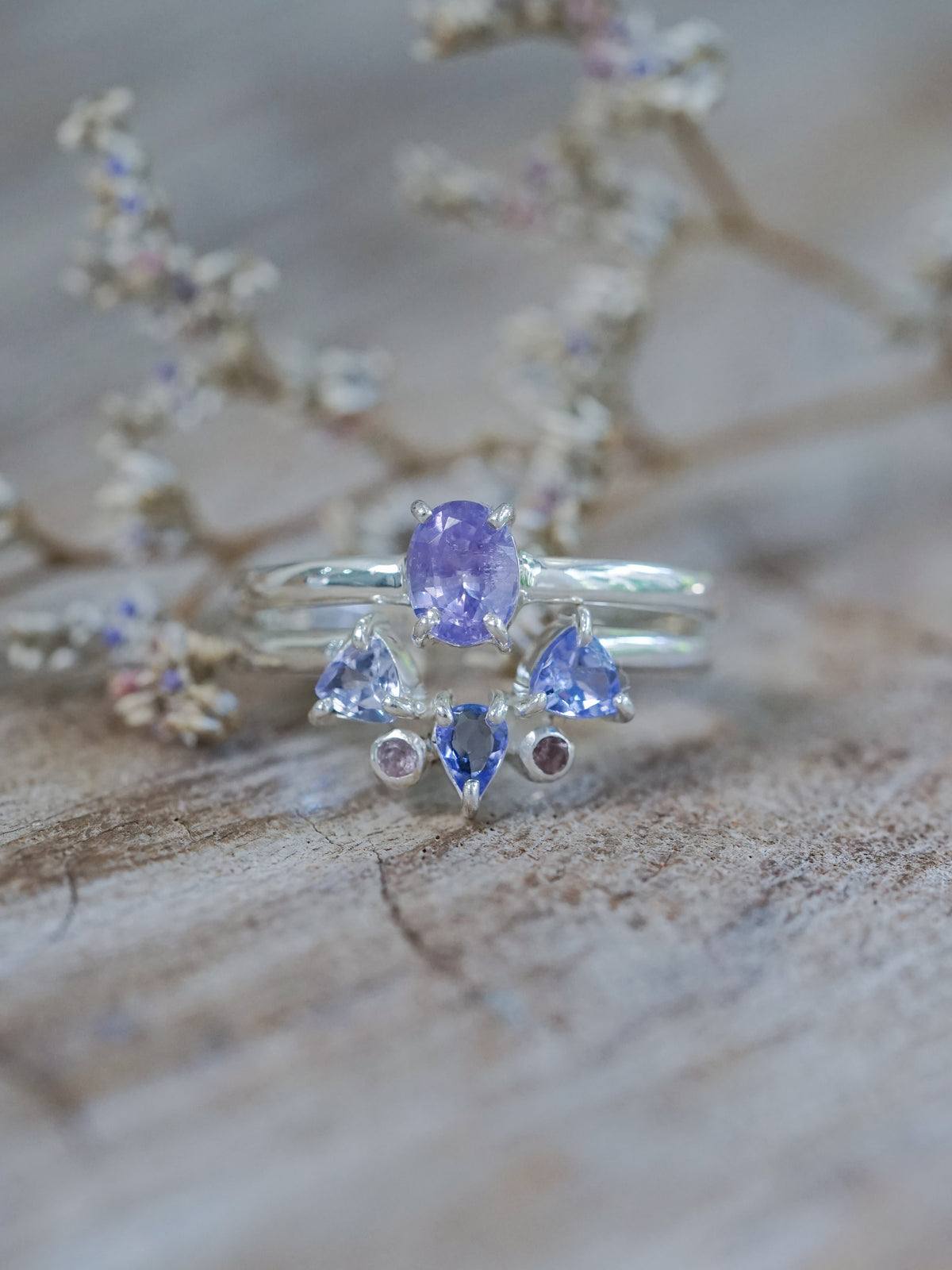 Purple Sapphire Ring Set - Gardens of the Sun | Ethical Jewelry